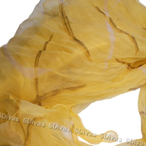 Double Layer Yellow Silk Rectangular Scarf - Picture 3 of 8